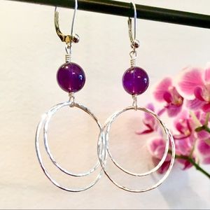 Purple Passion Hoop Earrings - Amethyst Earrings